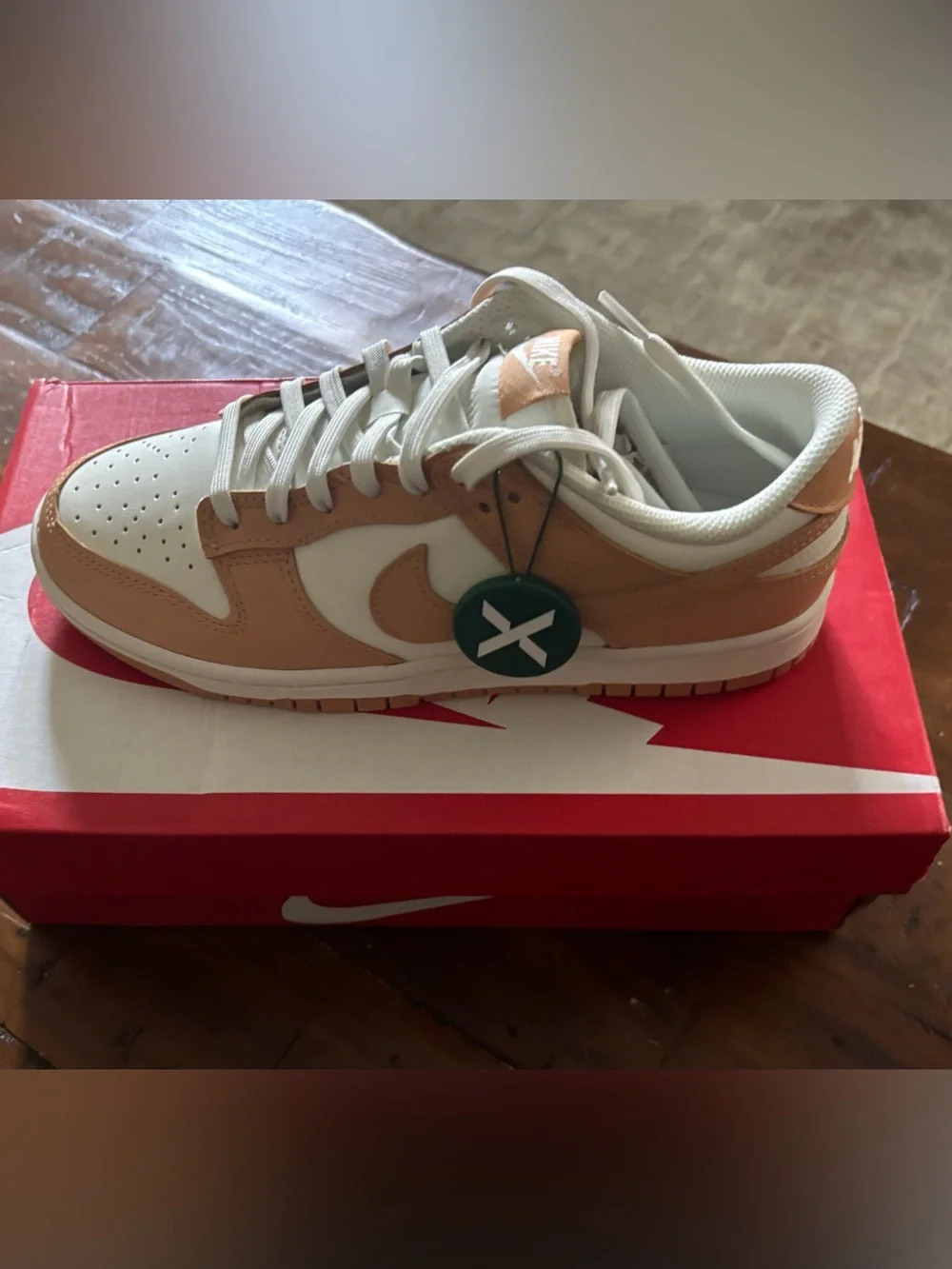 Nike Dunk Low Women's Sneaker - White & Tan - Picture 4 of 5